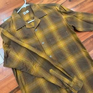 Uniqlo Brown and Yellow Plaid Shirt